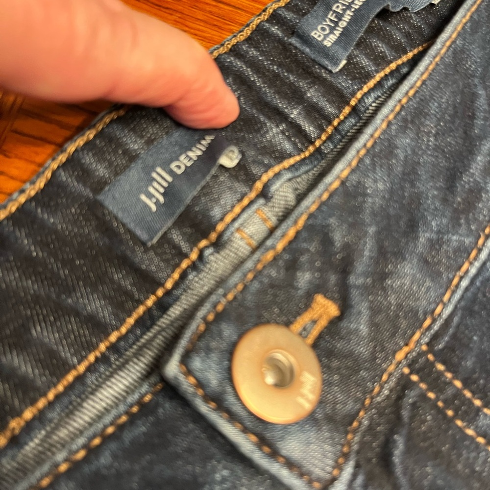 J. Jill Boyfriend Jeans with Distressed Look - color Blue